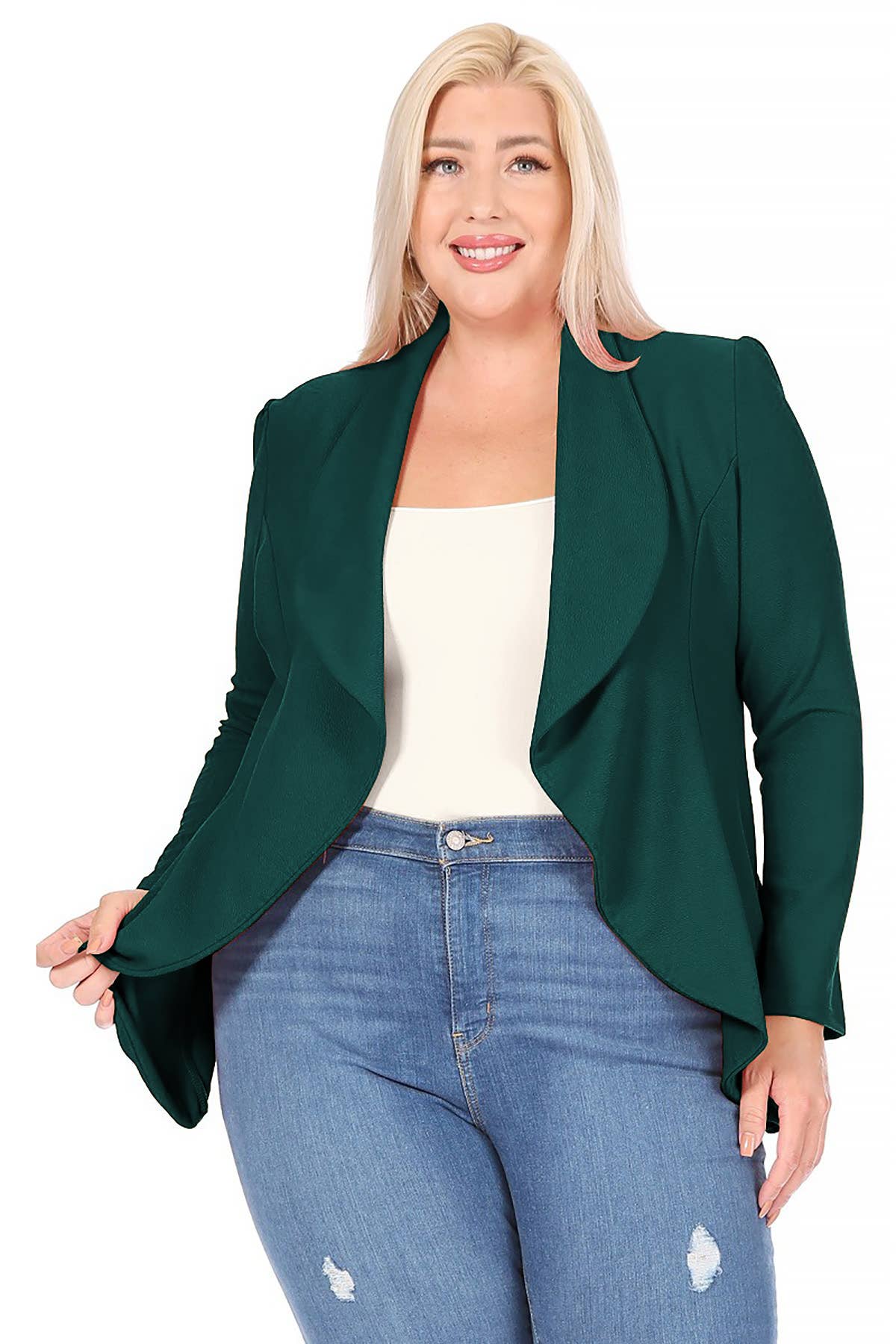 Women's Plus Size Long Sleeve Open Front Blazer