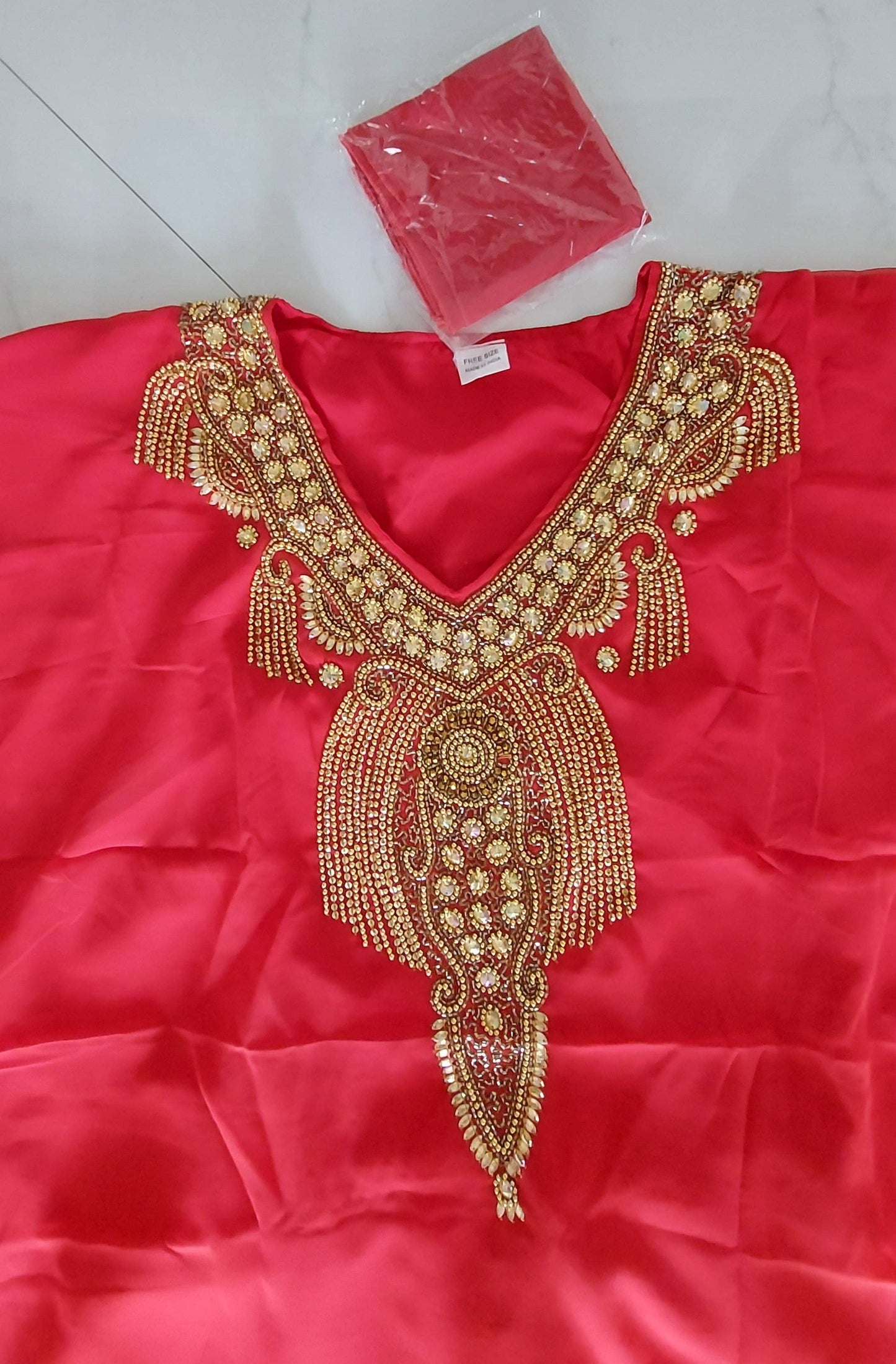 Kaftan Palazzo Set Red And Gold - kP05: Red/Gold