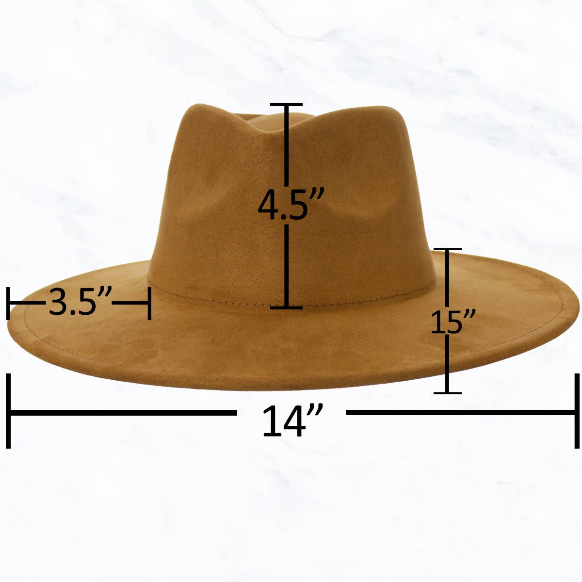 Suede Large Eaves Teardrop Top Fedora Hat: Black