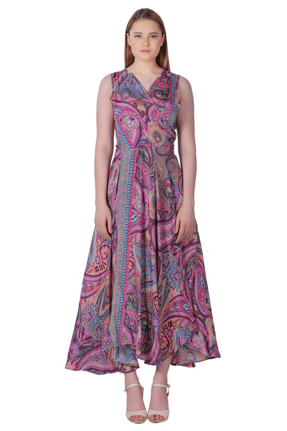 Paisley Print Wrap Dress