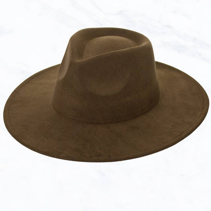 Suede Large Eaves Teardrop Top Fedora Hat: Black