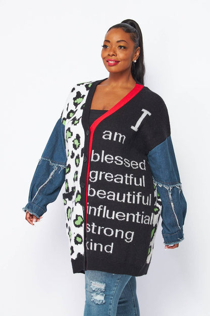 Denim Plus Cardigan: MULTI