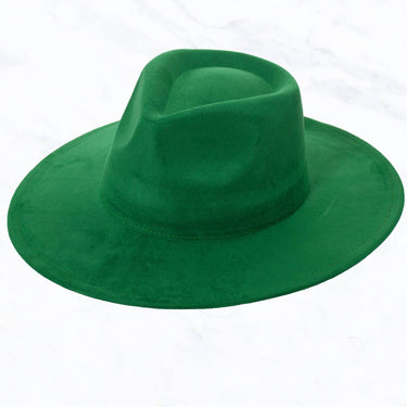 Suede Large Eaves Teardrop Top Fedora Hat: Christmas Green