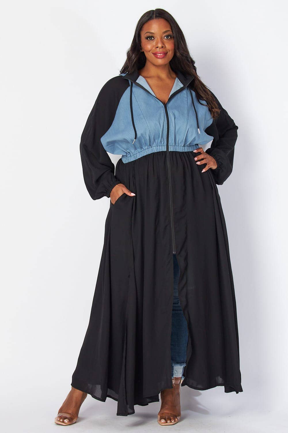 Plus Dress Jacket: Denim Black