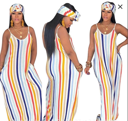 Stripe Long Maxi Dress