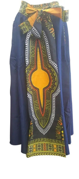 Blue Jean & Print Maxi Skirt