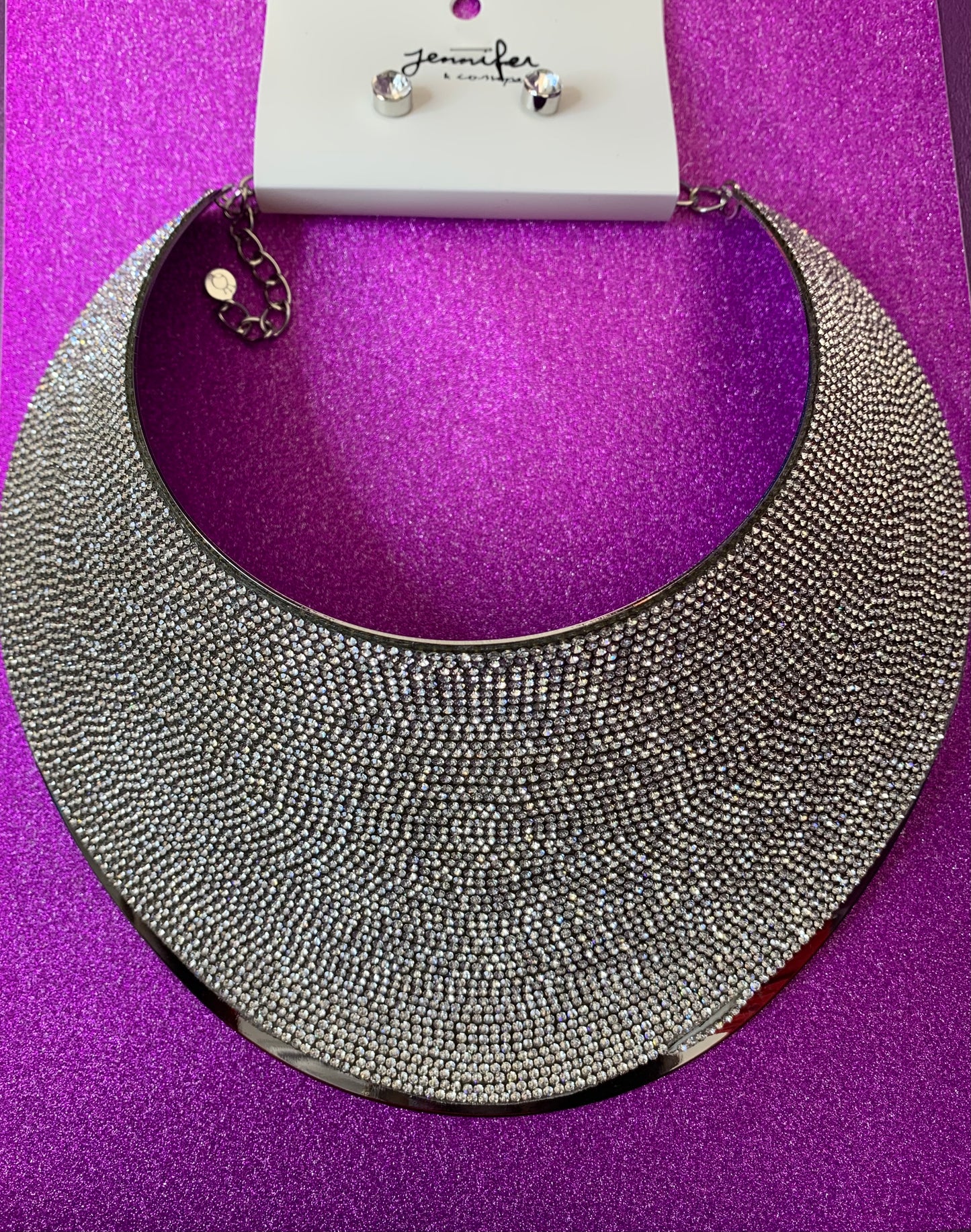 Wide Collar Rhinestone Necklace Set