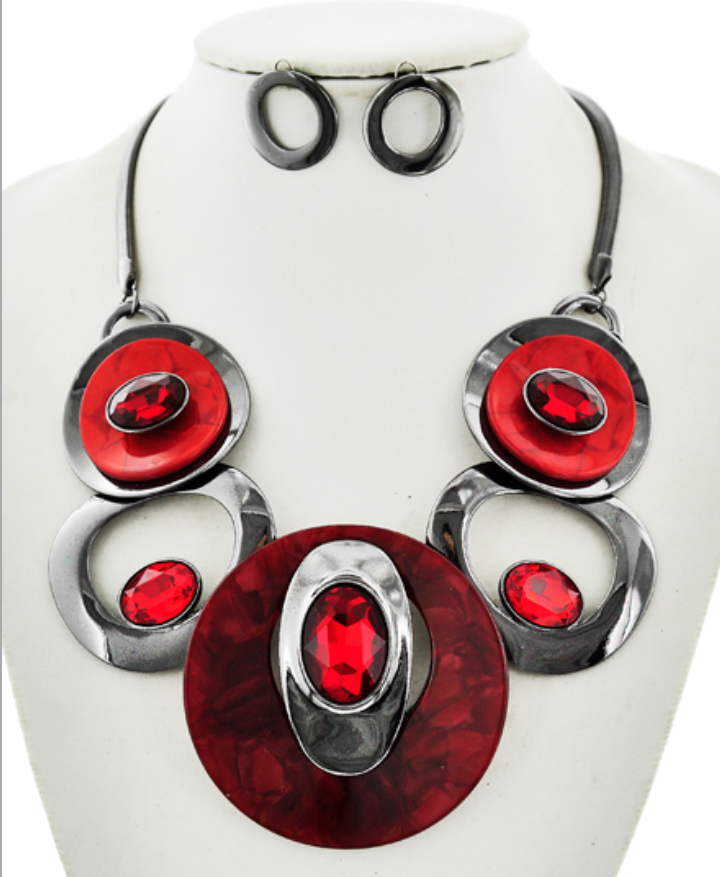Hematite Tone Necklace Set